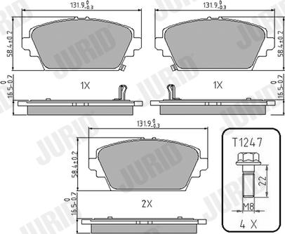 Jurid 572429J - Kit de plaquettes de frein, frein à disque cwaw.fr