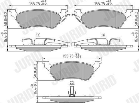 Jurid 572505J - Kit de plaquettes de frein, frein à disque cwaw.fr