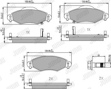 Jurid 572510J - Kit de plaquettes de frein, frein à disque cwaw.fr