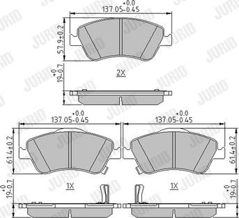 Jurid 572524J - Kit de plaquettes de frein, frein à disque cwaw.fr