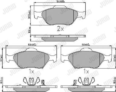 Jurid 572576J - Kit de plaquettes de frein, frein à disque cwaw.fr