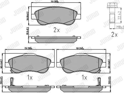 Jurid 572605J - Kit de plaquettes de frein, frein à disque cwaw.fr