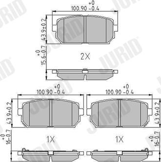 Jurid 572613J - Kit de plaquettes de frein, frein à disque cwaw.fr