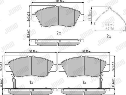 Jurid 572637J - Kit de plaquettes de frein, frein à disque cwaw.fr