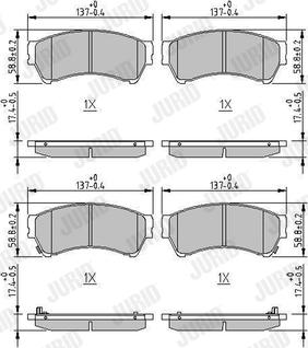 Jurid 572628J - Kit de plaquettes de frein, frein à disque cwaw.fr