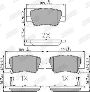 Jurid 572627J - Kit de plaquettes de frein, frein à disque cwaw.fr