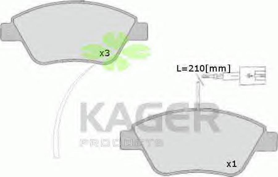 Kager 35-0541 - Kit de plaquettes de frein, frein à disque cwaw.fr