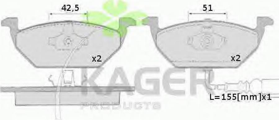 Kager 35-0508 - Kit de plaquettes de frein, frein à disque cwaw.fr