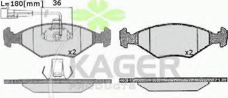 Kager 35-0167 - Kit de plaquettes de frein, frein à disque cwaw.fr