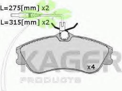 Kager 35-0135 - Kit de plaquettes de frein, frein à disque cwaw.fr