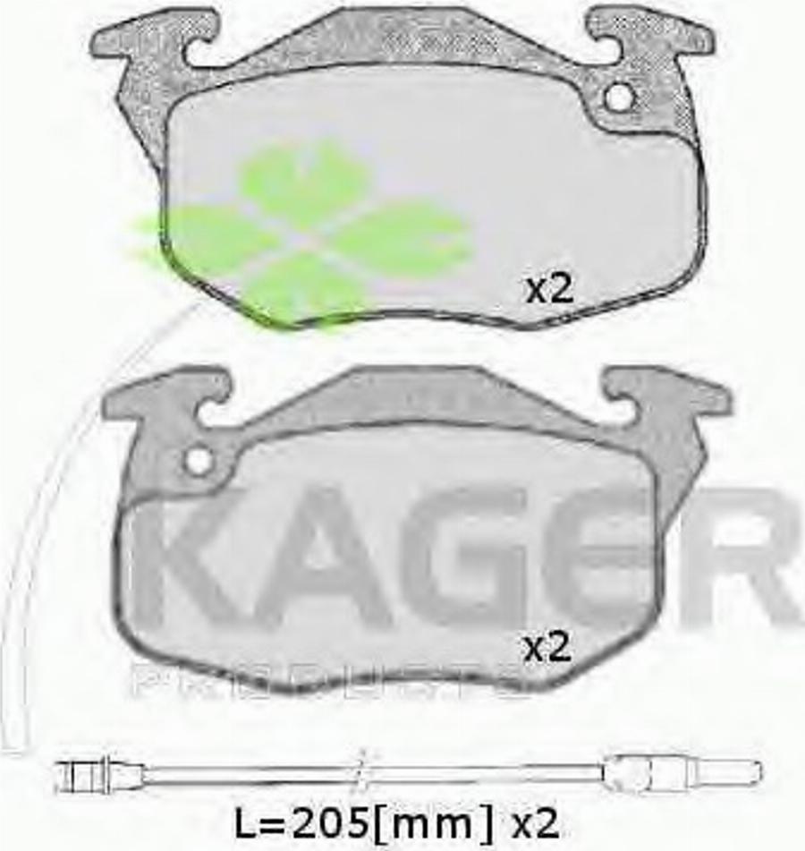 Kager 35-0122 - Kit de plaquettes de frein, frein à disque cwaw.fr