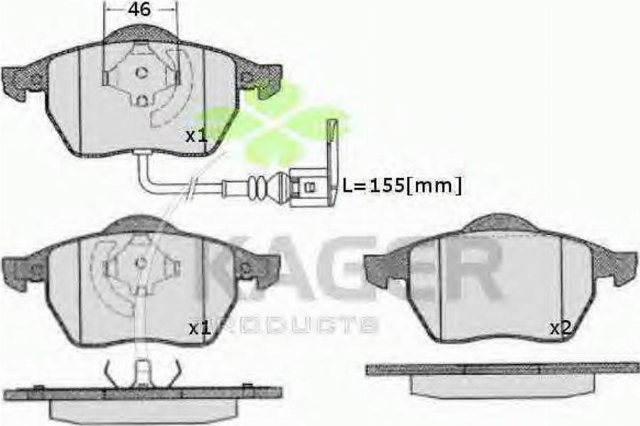 Kager 350216 - Kit de plaquettes de frein, frein à disque cwaw.fr