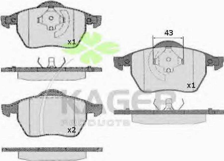 Kager 35-0213 - Kit de plaquettes de frein, frein à disque cwaw.fr