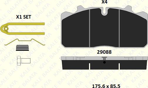 KALE 29088 260 14 - Kit de plaquettes de frein, frein à disque cwaw.fr