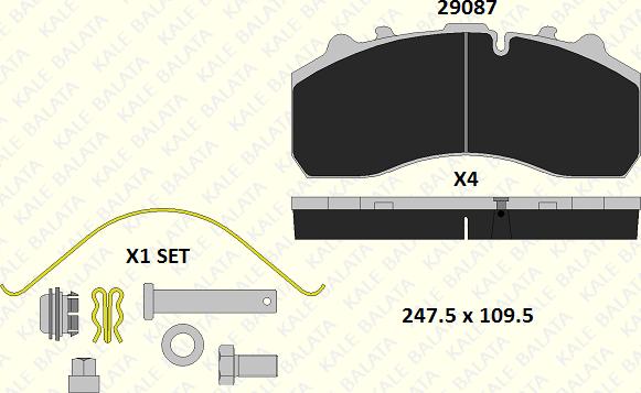 KALE 29087 300 44 - Kit de plaquettes de frein, frein à disque cwaw.fr