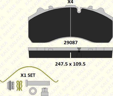 KALE 29087 300 14 - Kit de plaquettes de frein, frein à disque cwaw.fr