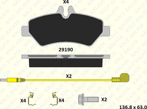 KALE 29190 190 34 - Kit de plaquettes de frein, frein à disque cwaw.fr