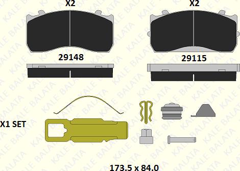 KALE 29148 340 05 - Kit de plaquettes de frein, frein à disque cwaw.fr