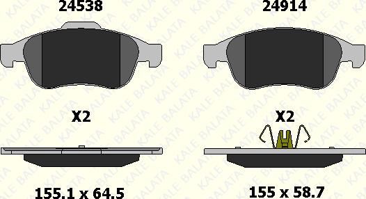 KALE 24914 180 05 - Kit de plaquettes de frein, frein à disque cwaw.fr