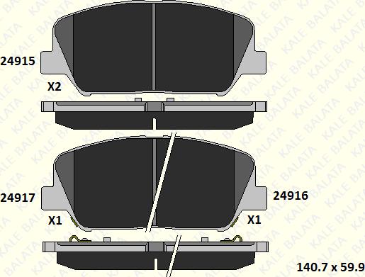 KALE 24915 173 05 - Kit de plaquettes de frein, frein à disque cwaw.fr