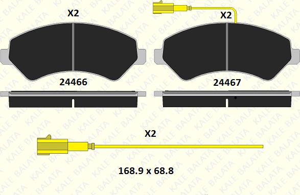 KALE 24467 190 05 - Kit de plaquettes de frein, frein à disque cwaw.fr