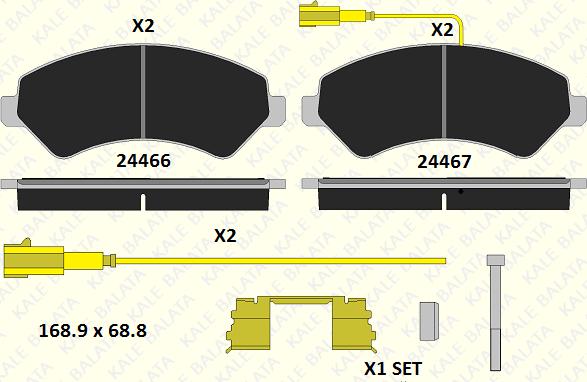 KALE 24467 190 15 - Kit de plaquettes de frein, frein à disque cwaw.fr