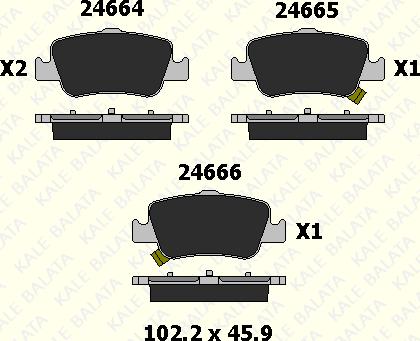 KALE 24664 165 05 - Kit de plaquettes de frein, frein à disque cwaw.fr