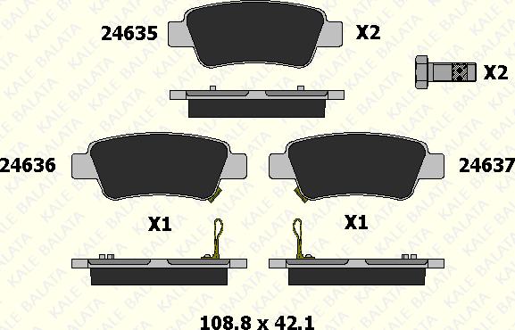 KALE 24635 165 15 - Kit de plaquettes de frein, frein à disque cwaw.fr