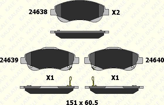 KALE 24638 190 15 - Kit de plaquettes de frein, frein à disque cwaw.fr