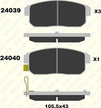 KALE 24039 144 05 - Kit de plaquettes de frein, frein à disque cwaw.fr