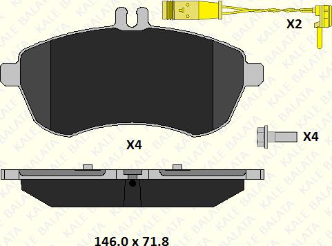 KALE 24306 206 25 - Kit de plaquettes de frein, frein à disque cwaw.fr