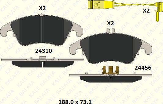 KALE 24310 194 25 - Kit de plaquettes de frein, frein à disque cwaw.fr