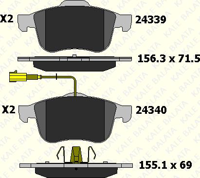 KALE 24339 200 05 - Kit de plaquettes de frein, frein à disque cwaw.fr