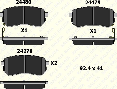 KALE 24276 148 05 - Kit de plaquettes de frein, frein à disque cwaw.fr