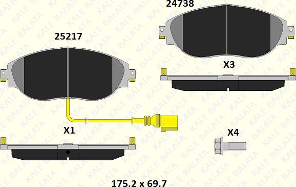 KALE 24738 200 15 - Kit de plaquettes de frein, frein à disque cwaw.fr