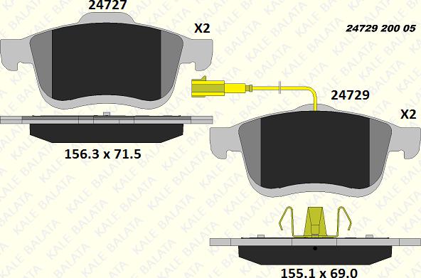 KALE 24729 200 05 - Kit de plaquettes de frein, frein à disque cwaw.fr