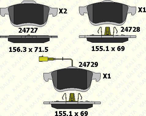 KALE 24727 200 05 - Kit de plaquettes de frein, frein à disque cwaw.fr