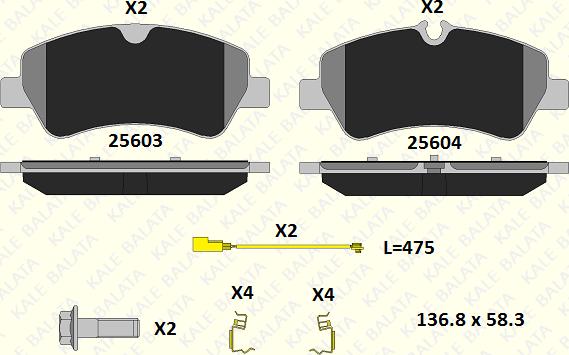 KALE 25603 175 25 - Kit de plaquettes de frein, frein à disque cwaw.fr