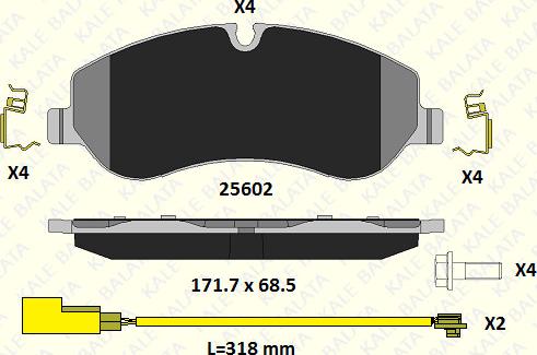 KALE 25602 174 24 - Kit de plaquettes de frein, frein à disque cwaw.fr