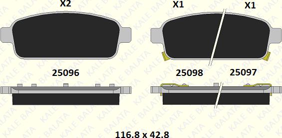 KALE 25096 162 05 - Kit de plaquettes de frein, frein à disque cwaw.fr