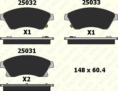 KALE 25031 188 05 - Kit de plaquettes de frein, frein à disque cwaw.fr