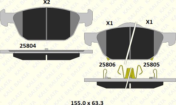 KALE 25804 170 05 - Kit de plaquettes de frein, frein à disque cwaw.fr