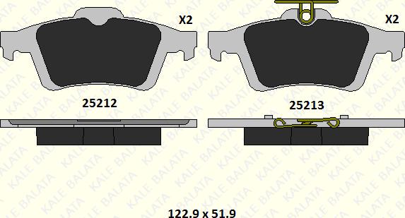 KALE 25212 161 05 - Kit de plaquettes de frein, frein à disque cwaw.fr