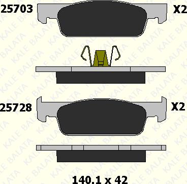 KALE 25728 180 05 - Kit de plaquettes de frein, frein à disque cwaw.fr