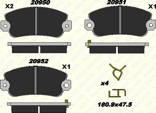 KALE 20950 180 15 - Kit de plaquettes de frein, frein à disque cwaw.fr