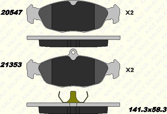 KALE 20547 168 05 - Kit de plaquettes de frein, frein à disque cwaw.fr