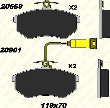 KALE 20669 196 15 - Kit de plaquettes de frein, frein à disque cwaw.fr