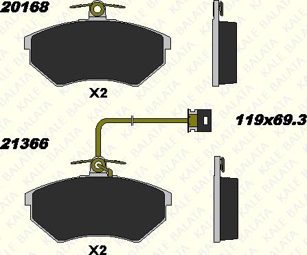 KALE 20168 196 15 - Kit de plaquettes de frein, frein à disque cwaw.fr