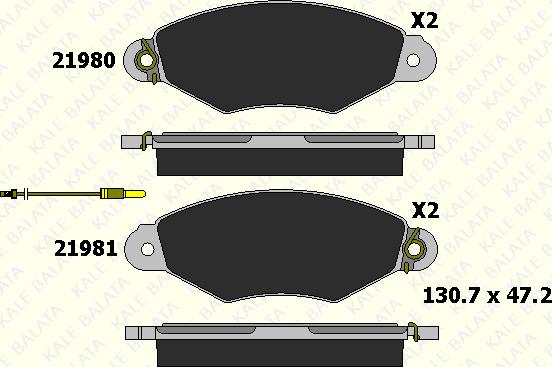 KALE 21980 180 15 - Kit de plaquettes de frein, frein à disque cwaw.fr