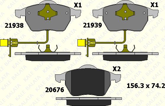 KALE 21938 204 05 - Kit de plaquettes de frein, frein à disque cwaw.fr